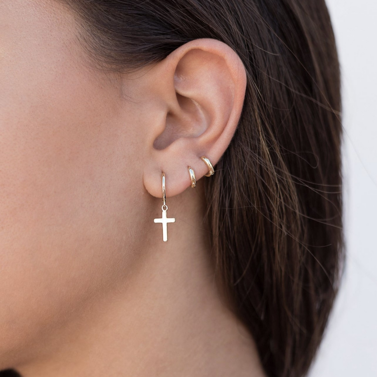 CROSS GOLD (18K) HOOP EARRINGS